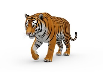 Fototapeta premium Majestic bengal tiger walks confidently with striking orange and black stripes