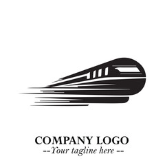 Train Moving Fast Logo Symbol in Black on the White Background with Modern Transport Design
