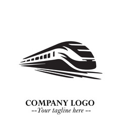 Train Moving Fast Logo Symbol in Black on the White Background with Modern Transport Design