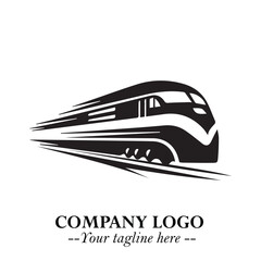 Train Moving Fast Logo Symbol in Black on the White Background with Modern Transport Design