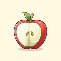 Cute Apple Fruit Vector Illustration for Poster, Sticker, and Kids Design