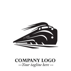 Train Moving Fast Logo Symbol in Black on the White Background with Modern Transport Design