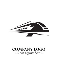 Train Moving Fast Logo Symbol in Black on the White Background with Modern Transport Design
