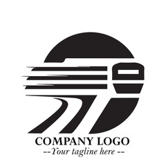 Train Moving Fast Logo Symbol in Black on the White Background with Modern Transport Design