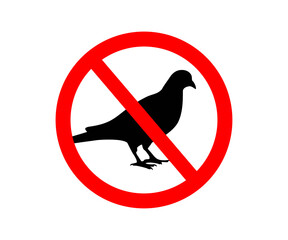No pigeon sign. Pigeon is crossed out in red circle vector design and illustration. 

