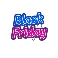 Neon black friday sign glowing on transparent background