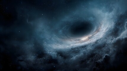 Fototapeta premium A swirling cosmic vortex of gas and stars around a dark celestial phenomenon