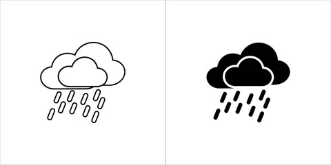 Rain cloud icon in outline and glyph style