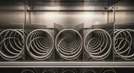 Internal Mechanism of a Vending Machine Displaying Empty Spiral Shelves Ready to be Filled