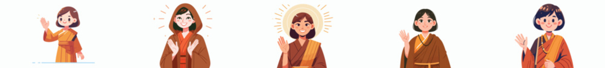 vector a female monk says hello