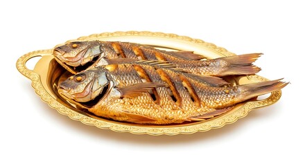 fried fish on white background
