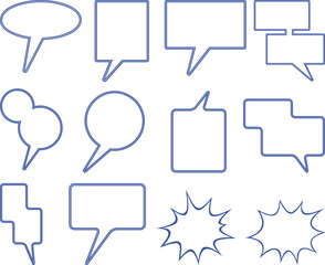 Collection of various speech bubble shapes and comic style explosion shapes