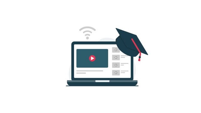 4k Online Education and E-Learning Concept Animation Video