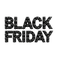 Black friday sale balloons forming text on black on transparent background