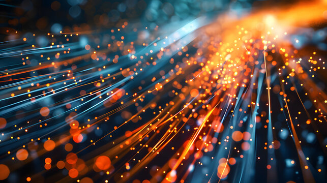 Abstract Streaks of Orange Light Particles and Bokeh