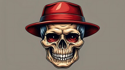 Skull with Red Fedora