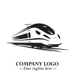 Train Moving Fast Logo Symbol in Black on the White Background with Modern Transport Design