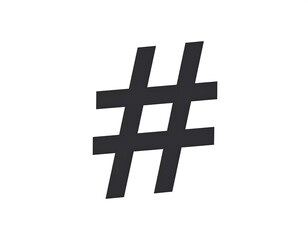 Obraz premium Angled, solid black hashtag symbol on white background, slightly rotated