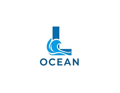 An artistic L-shaped wave forms an initial above the word "OCEAN" in a clean design