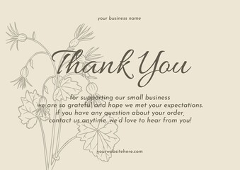Greeting card template design, thank you card with floral background, thank you card. day 197