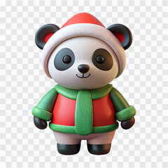 3D Christmas Panda Plush   Cute Cotton Toy for Festive Holiday Decor & Gifts © image stock
