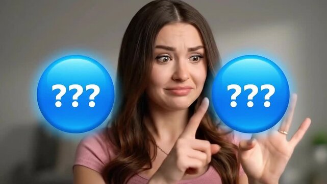 Woman Chooses Between Two Buttons