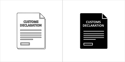 Customs declaration form in outline and solid black