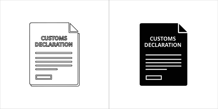 Customs declaration form in outline and solid black