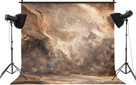 Professional photo studio setup with soft lighting equipment and reflective panels ready for portrait photography isolated on white background PNG