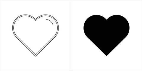 Outline and solid black heart icon