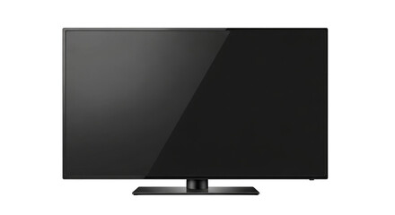 Modern flat screen television display for home entertainment use on transparent background