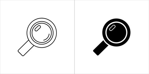 Two magnifying glass icons, one outline and one filled