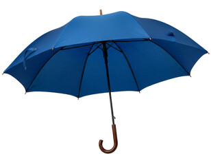 Tilted Open Blue Umbrella &mdash; Dynamic Perspective on Transparent Background.