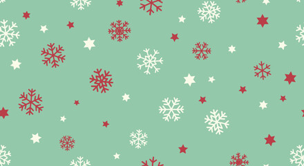 Flat Style Christmas Snowflake and Star Decorative Festive Holiday Pattern