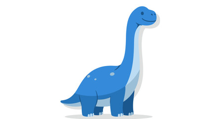 Flat Style Cute Blue Brontosaurus Dinosaur Cartoon Character Isolated Illustration © Lariss
