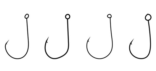 Set of metal fishing hooks