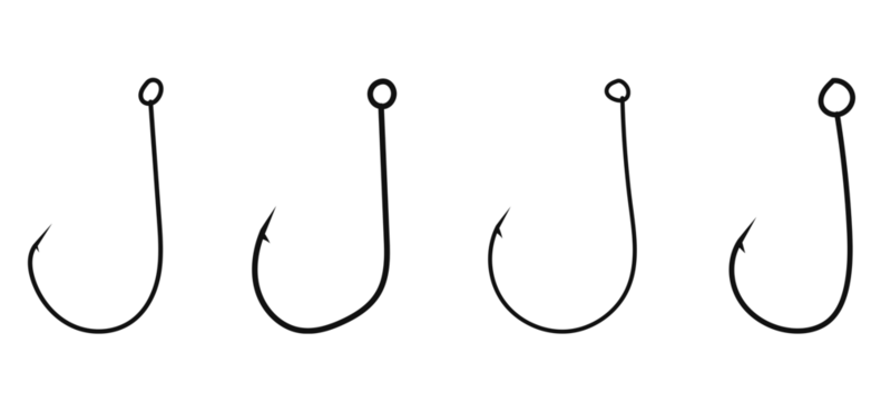 Set of metal fishing hooks