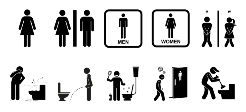 Man urinating in toilet icon