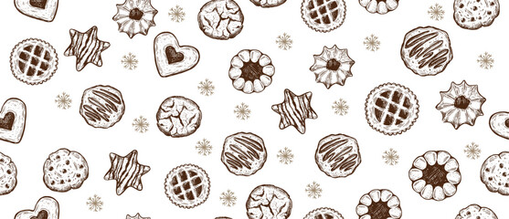Hand-drawn Assorted Cookies Seamless Pattern