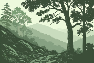 Fototapeta premium Forest-lined river winding through Asheville North Carolina