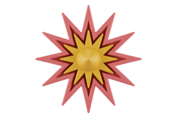 Vibrant abstract explosion star shape with glowing yellow core and red pointed edges