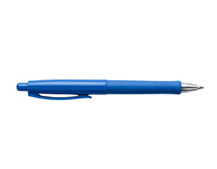 Blue Plastic Ballpoint Pen &mdash; Minimal Stationery Isolated on Transparent PNG.