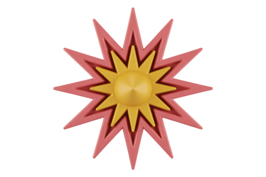 Vibrant abstract explosion star shape with glowing yellow core and red pointed edges
