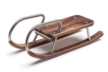 Stylish rustic wood and steel sled evokes winter fun and childhood memories, perfect for cozy holiday designs and festive projects this season