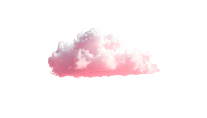 A fluffy, vibrant pink cloud, isolated against a solid black background