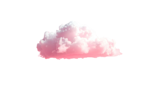 A fluffy, vibrant pink cloud, isolated against a solid black background