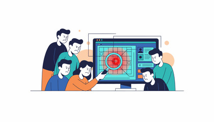 Critical Team Review of Failure Data. Group of Frustrated Colleagues Debugging a Problem, Seeking Root Cause Analysis and Error Detection.