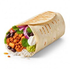 Beautiful Burrito with Cute Chicken, Fresh Vegetables, and Flavorful Ingredients