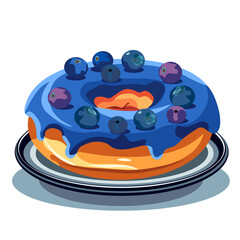 A donut on a plate without a background with berries