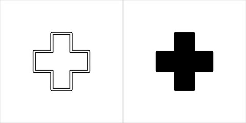 Fototapeta premium Two plus signs, one in outline and one in solid